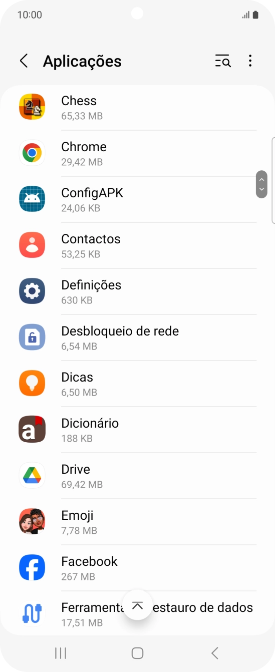 Prima a app pretendida.