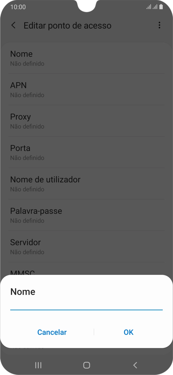 Introduza Vodafone Internet e prima OK.