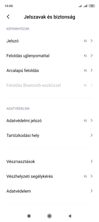 Válaszd az Adatvédelem lehetőséget.