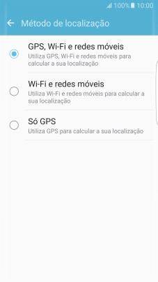 Se escolher GPS, Wi-Fi e redes móveis, o telefone irá encontrar a sua localização precisa utilizando os satélites GPS, a rede móvel e as redes Wi-Fi  nas proximidades. A navegação por satélite GPS requer vista livre ao céu.