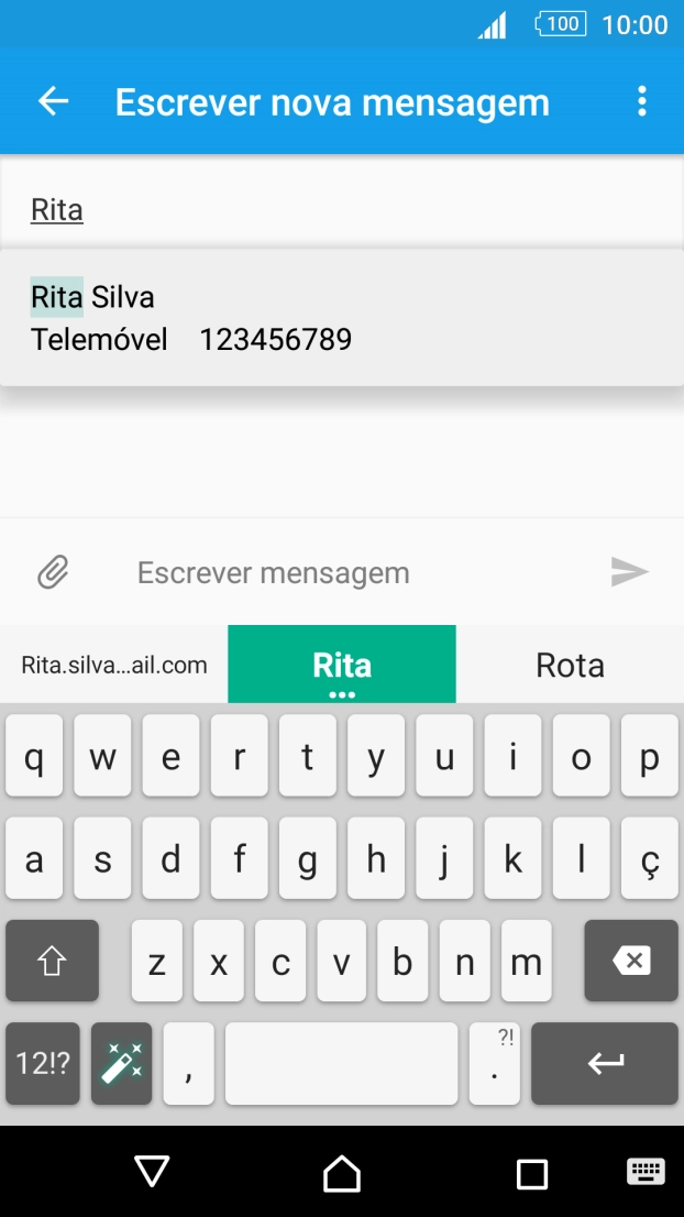 Prima o contacto pretendido.