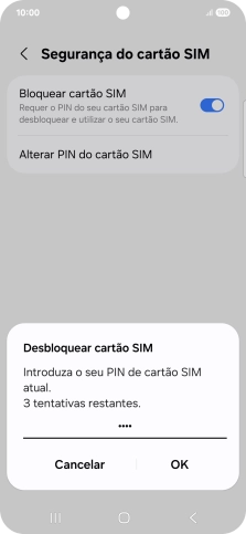 Introduza o seu código PIN e prima OK.