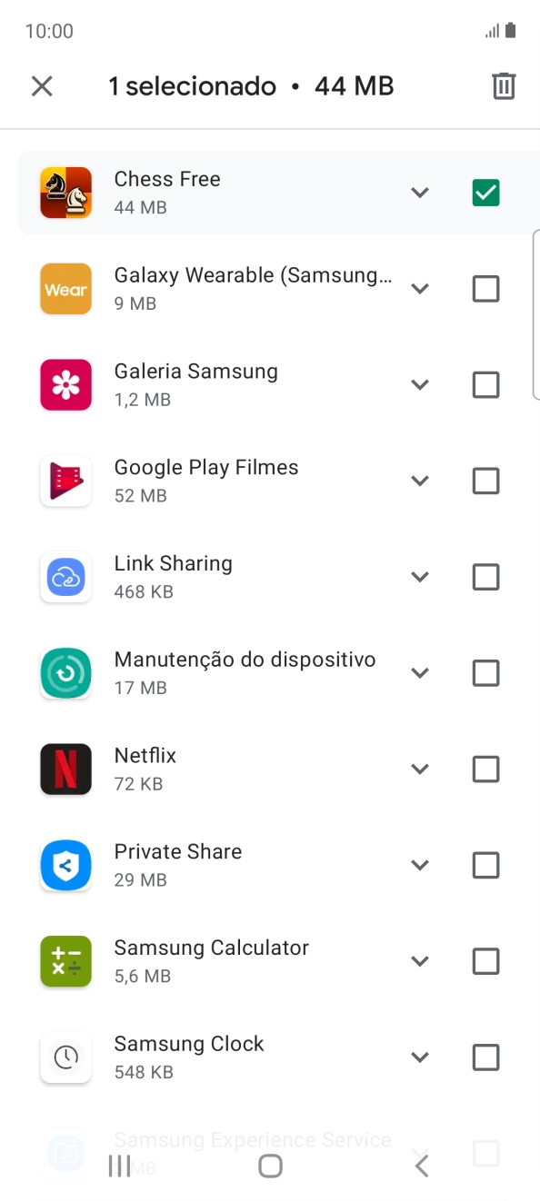 Prima o ícone para apagar.