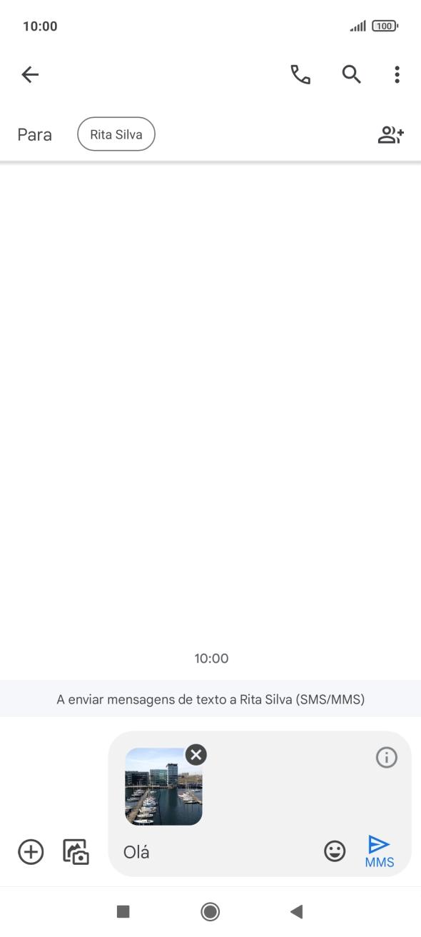 Prima o ícone para enviar quando terminar de escrever a sua mensagem multimédia.