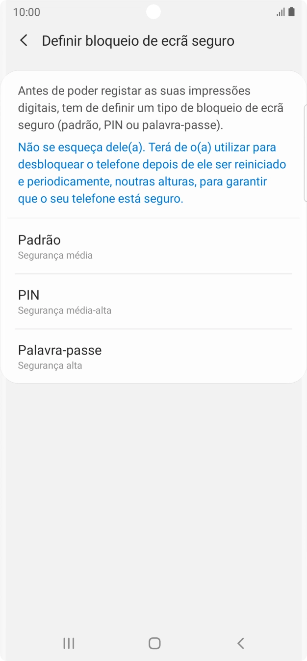 Prima o código de bloqueio do telefone pretendido e siga as indicações no ecrã para estabelecer um código de bloqueio adicional.