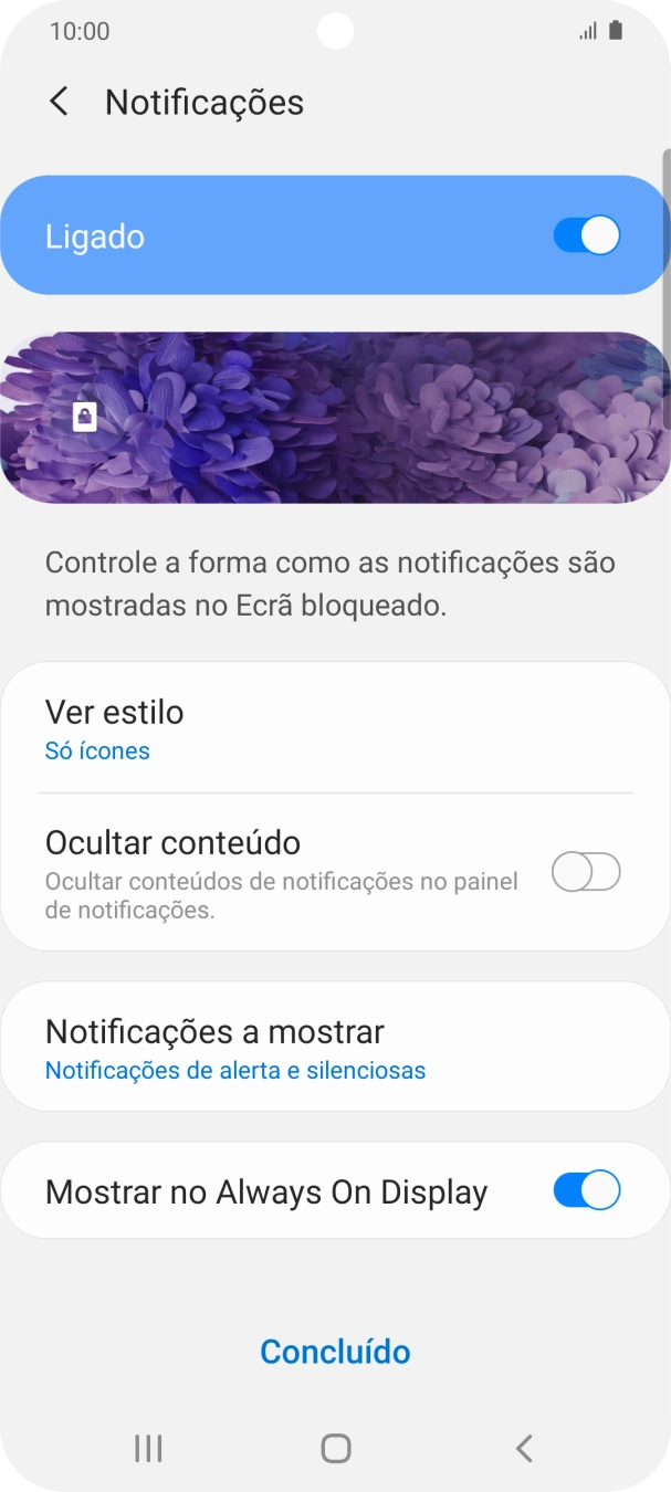 Prima os indicadores junto às definições pretendidas para as ativar ou desativar.