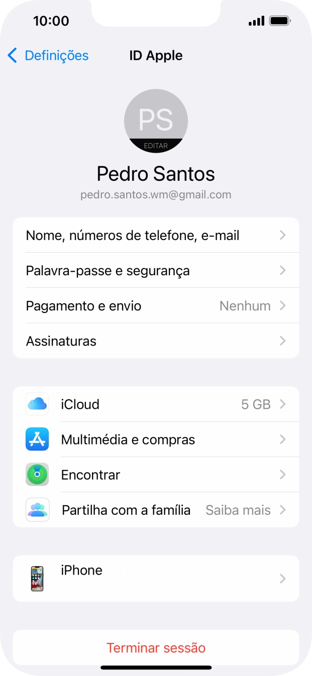Para voltar ao ecrã inicial, deslize o dedo de baixo para cima a partir da base do ecrã.