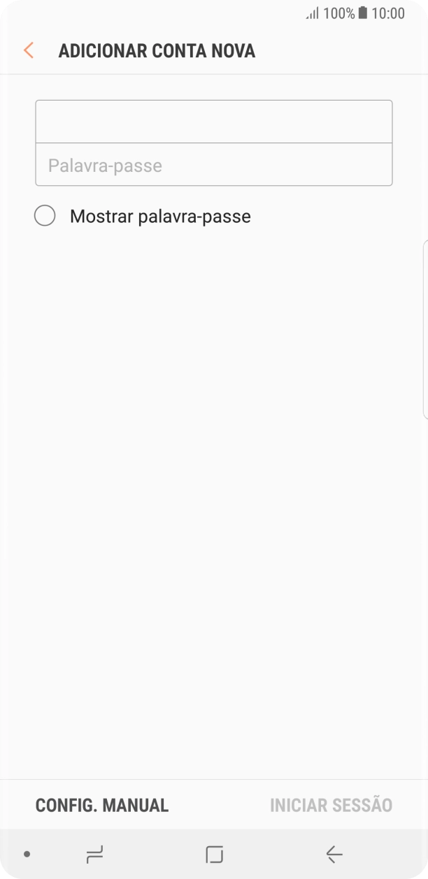 Prima Palavra-passe e introduza a password da sua conta de e-mail.