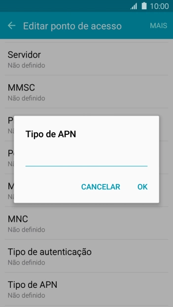Introduza default e prima OK.