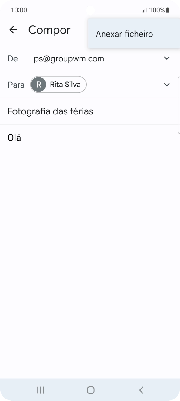 Prima Anexar ficheiro e vá até à pasta pretendida.