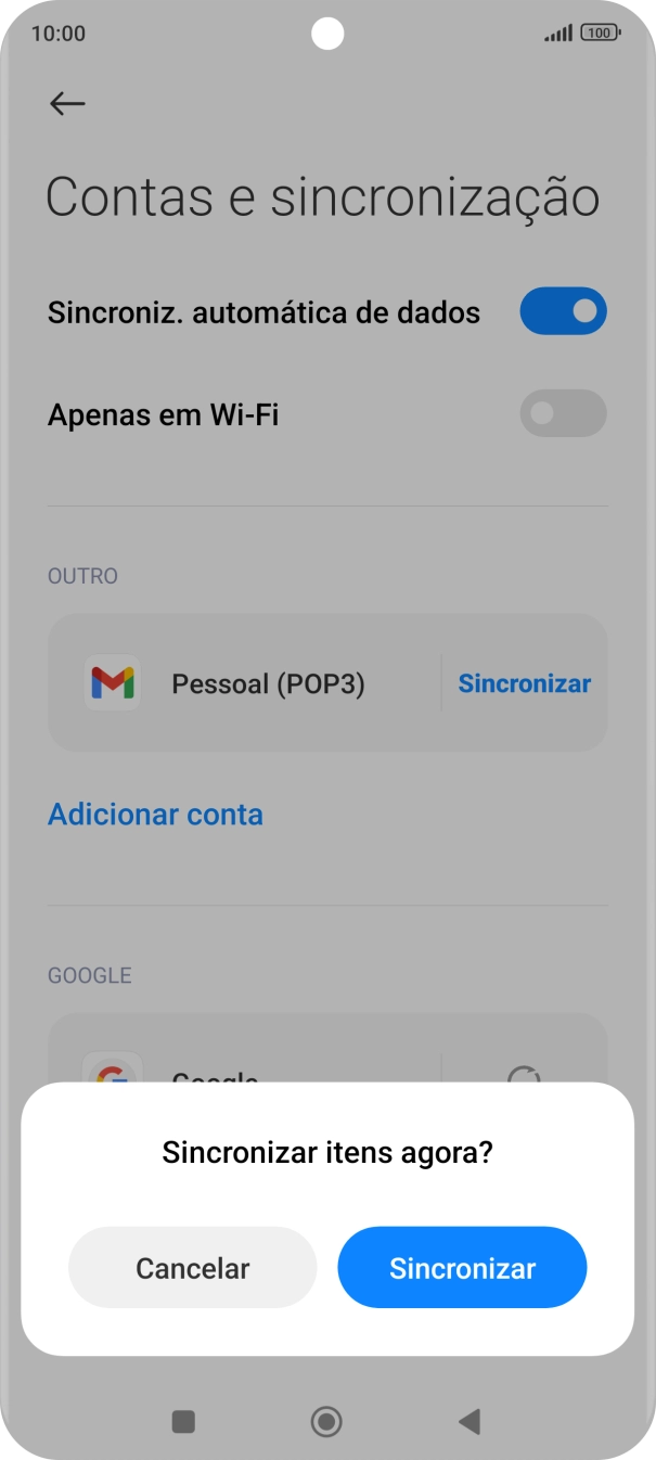 Se ativar a função, prima Sincronizar.