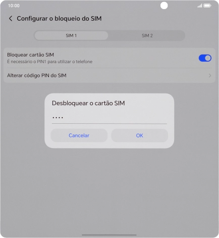 Introduza o seu código PIN e prima OK.