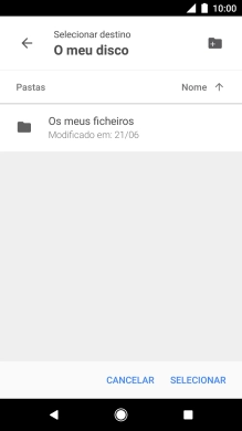 Se quiser criar uma nova pasta, prima o ícone de nova pasta e siga as indicações no ecrã para criar uma nova pasta.
