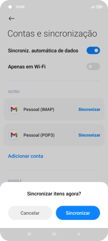 Se ativar a função, prima Sincronizar.
