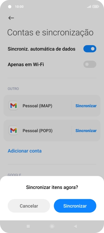 Se ativar a função, prima Sincronizar.
