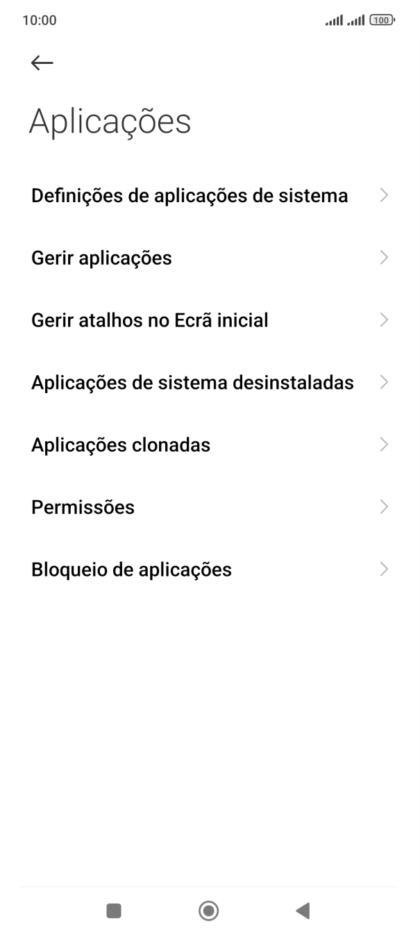 Prima Gerir aplicações.