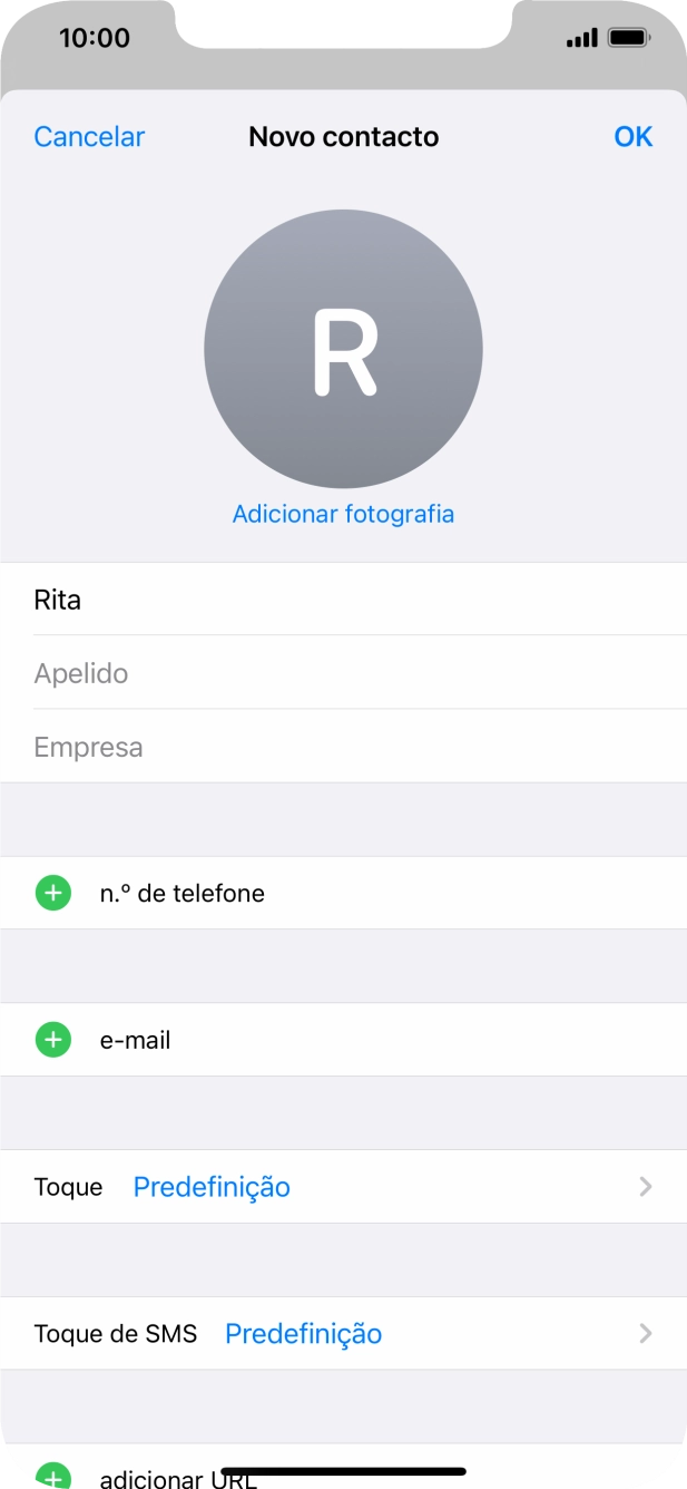 Prima Apelido e introduza o apelido.