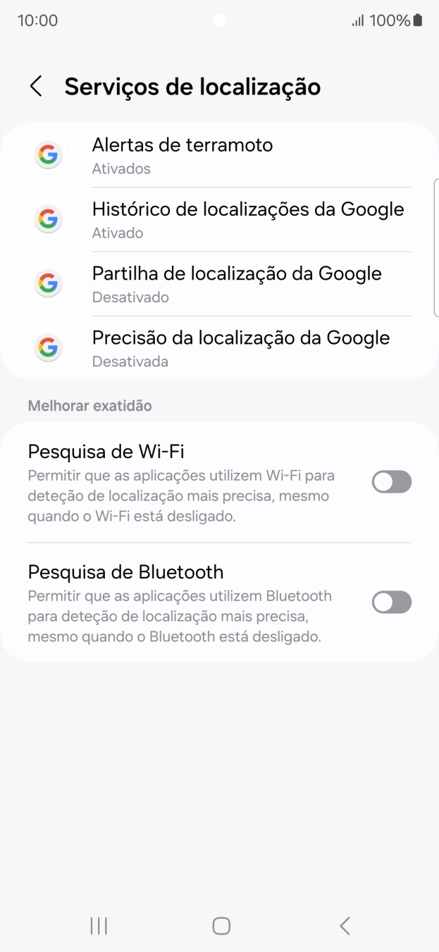 Prima Precisão da localização da Google.