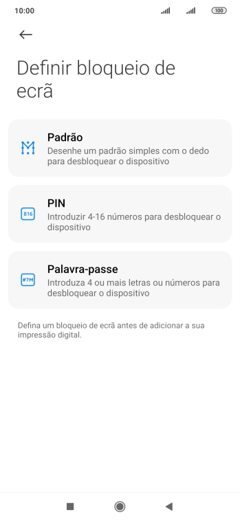 Prima o código de bloqueio do telefone pretendido e siga as indicações no ecrã para estabelecer um código de bloqueio adicional.