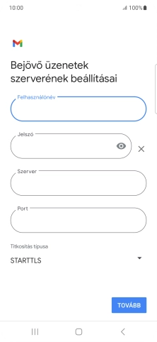 Kattints a „Szerver” alatti mezőre, és írd be az e-mail szolgáltatód bejövő szerverének a nevét.