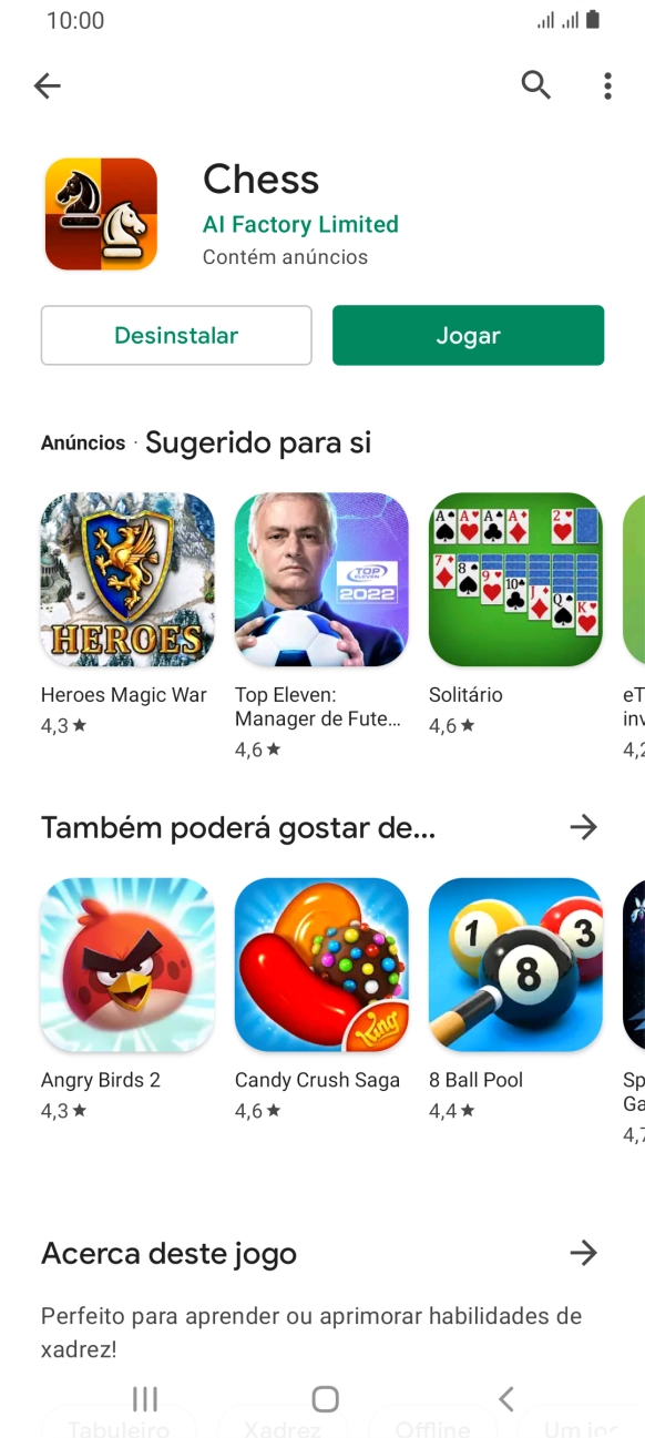 Prima a tecla de início para terminar e voltar ao ecrã inicial.