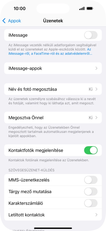 Kattints az „MMS-üzenetkezelés” melletti csúszkára a funkció bekapcsolásához.