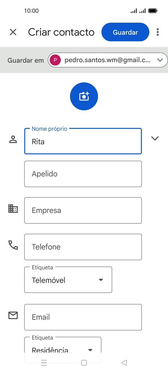 Prima Apelido, e introduza o apelido pretendido.