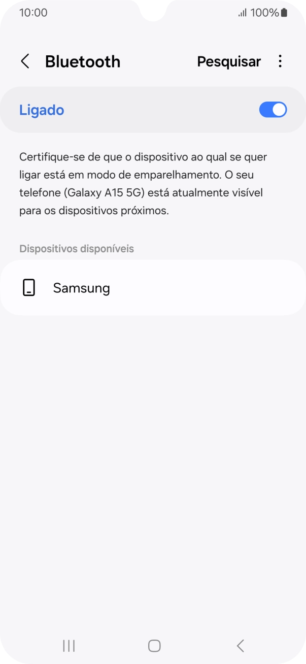 Prima o dispositivo Bluetooth pretendido e siga as indicações no ecrã para emparelhar o dispositivo pretendido com o telefone.