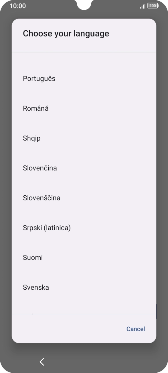 Prima o idioma pretendido.