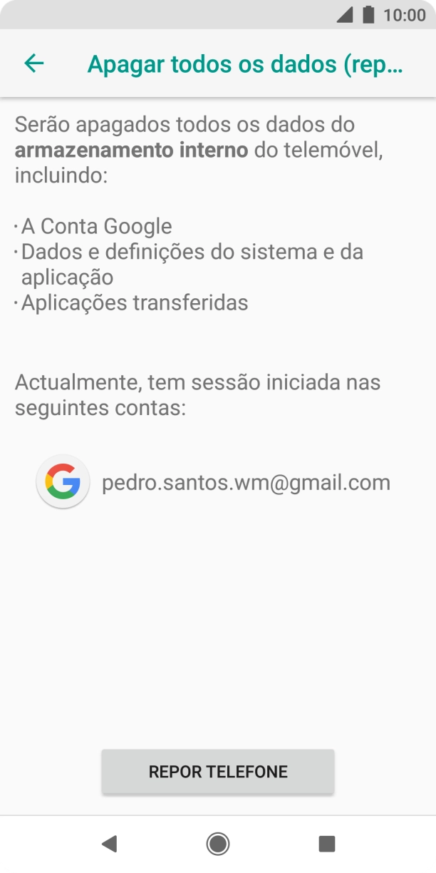 Prima REPOR TELEFONE.