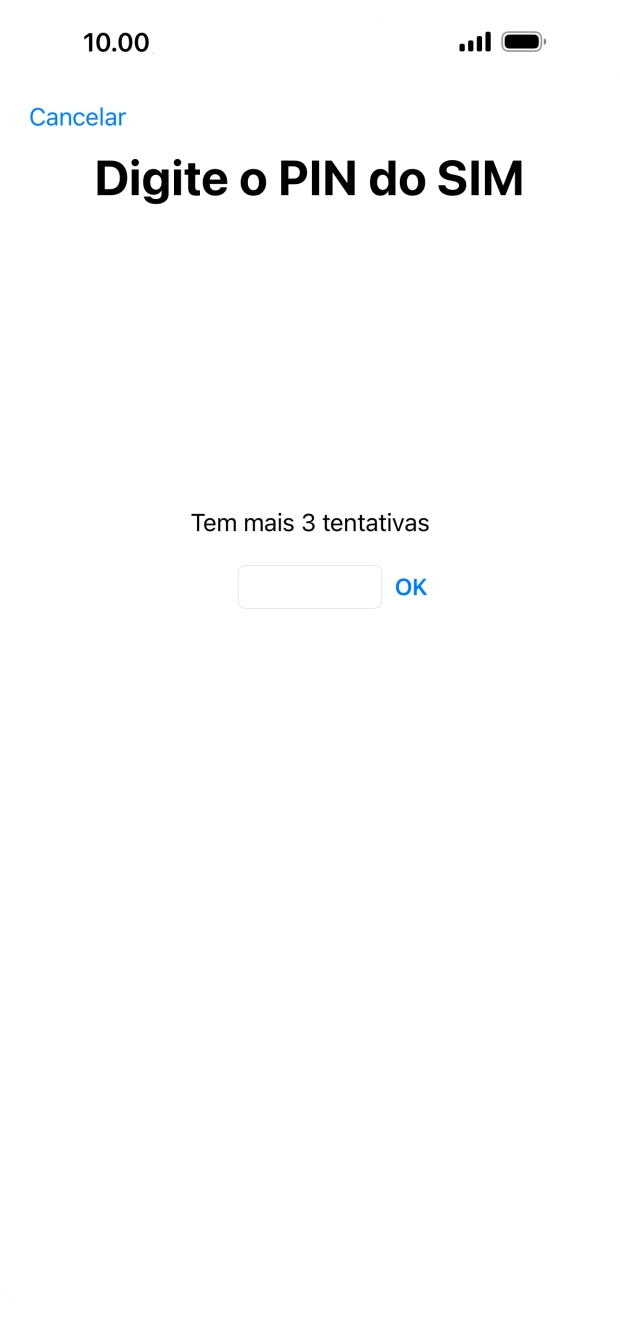 Se o cartão SIM estiver bloqueado, deve introduzir o código PIN e premir OK.