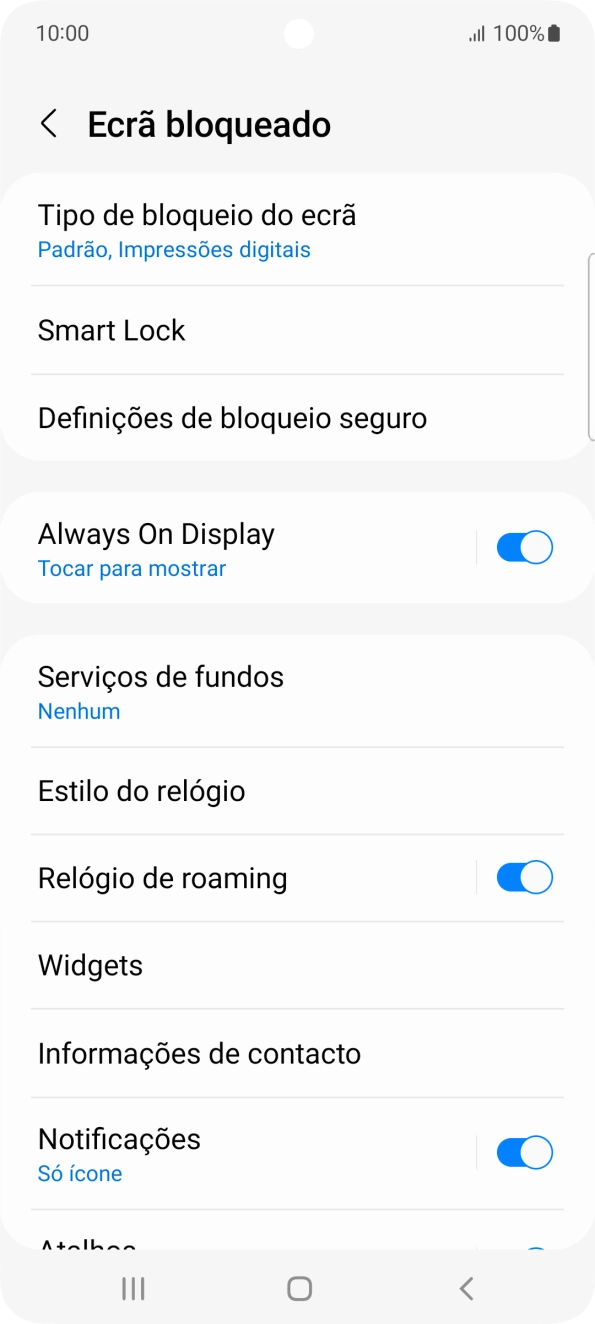 Prima Tipo de bloqueio do ecrã e introduza o código adicional de bloqueio do telefone que criou anteriormente.