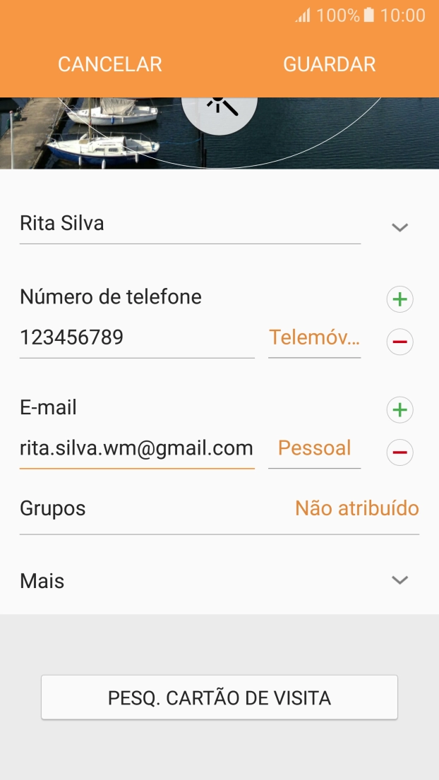 Prima o campo junto do endereço de e-mail.