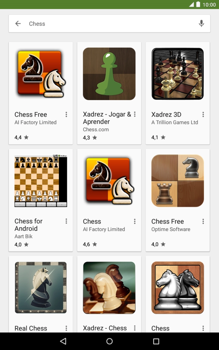 Prima a app pretendida.