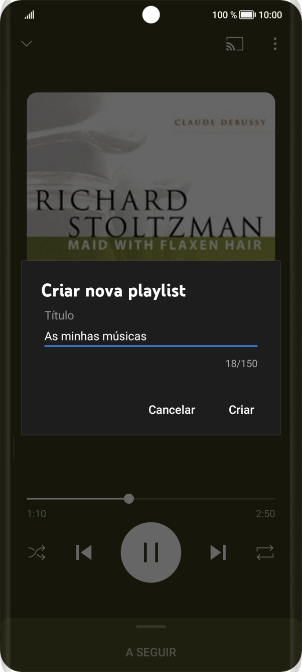 Introduza o nome pretendido para a lista de reprodução e prima Criar.