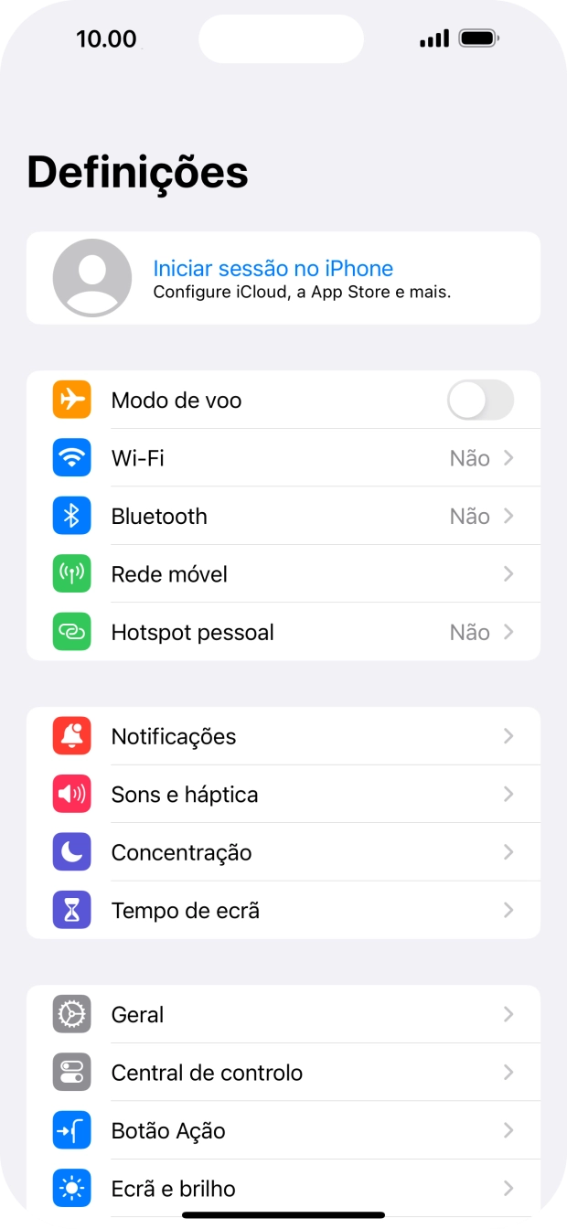 Prima Iniciar sessão no iPhone.
