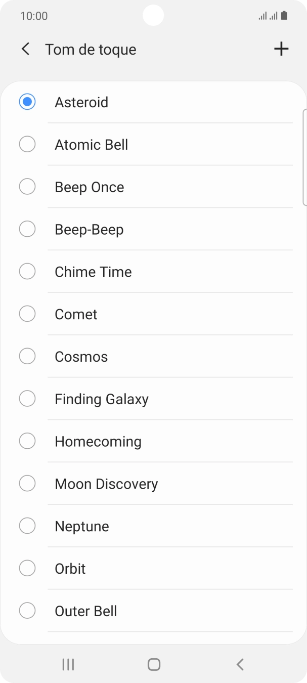 Prima o ícone para adicionar um tom de toque.