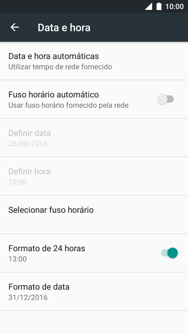 Prima Fuso horário automático para ativar a função.