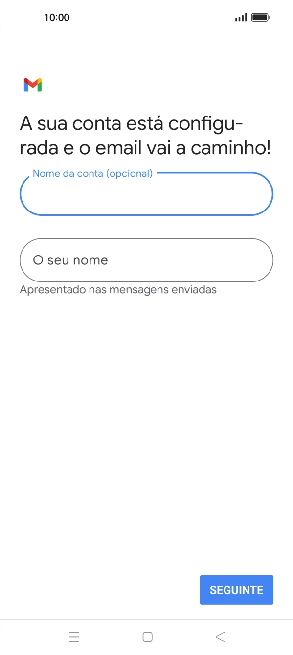Prima O seu nome e introduza o nome do remetente pretendido.