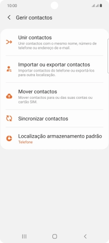 Prima Importar ou exportar contactos.