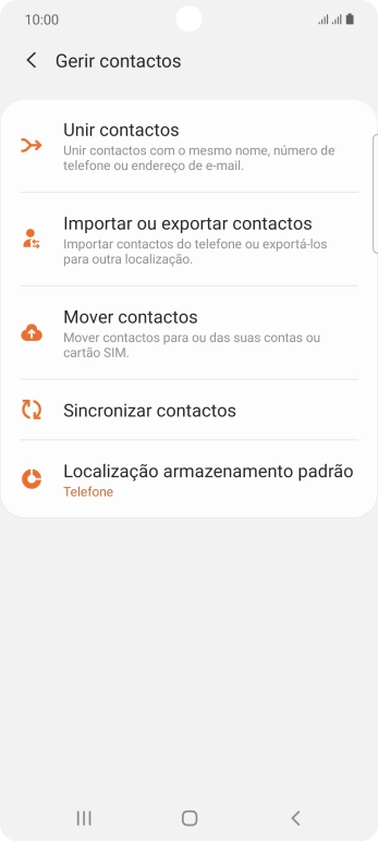 Prima Importar ou exportar contactos.