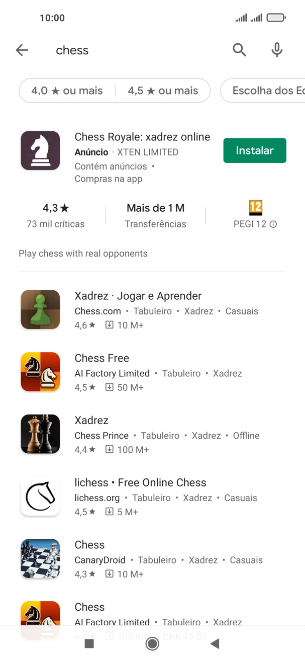 Prima a app pretendida.