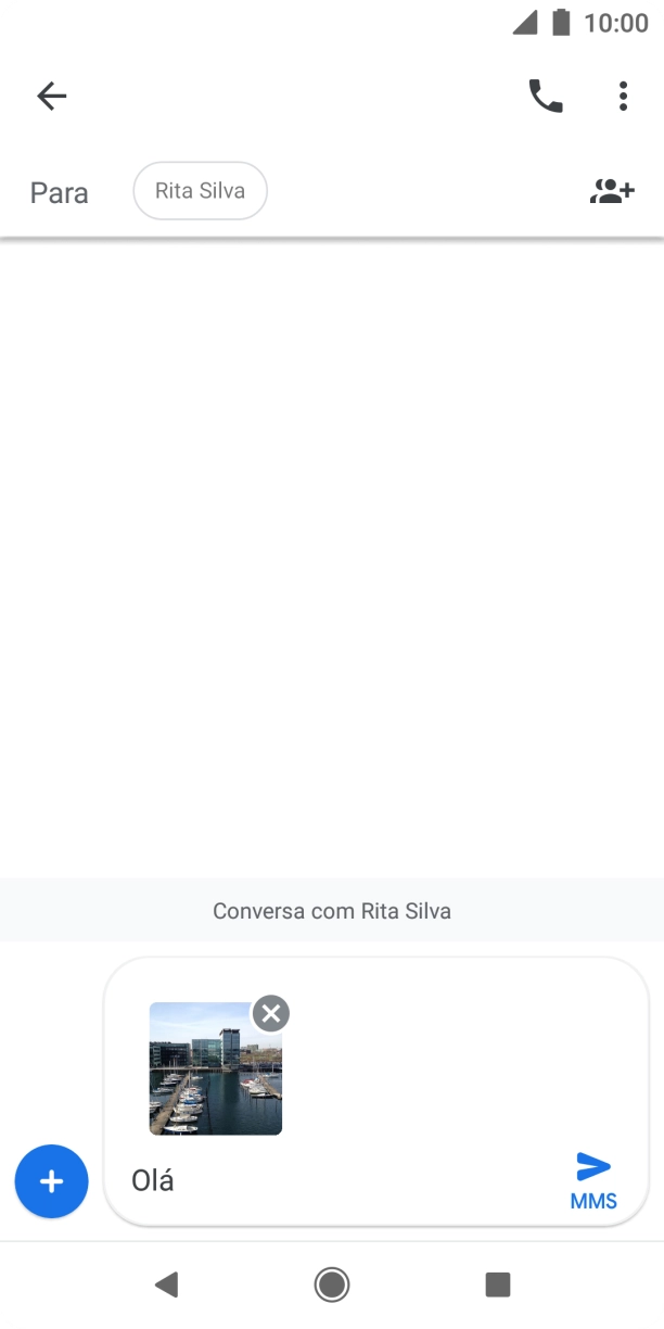 Prima o ícone para enviar quando terminar de escrever a sua mensagem multimédia.