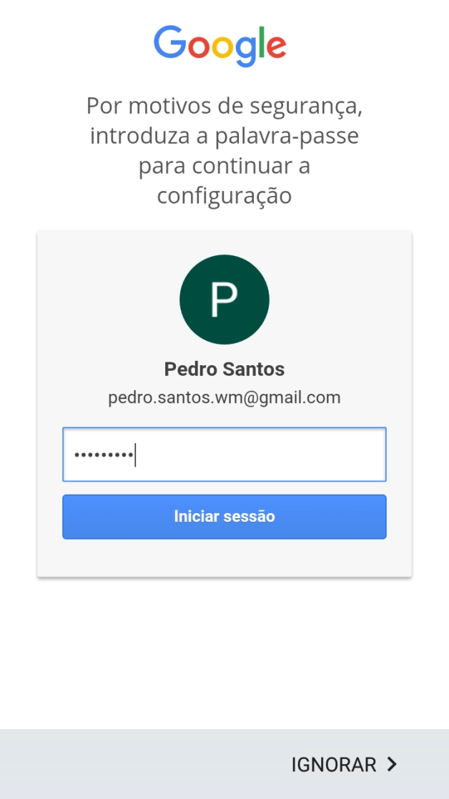 Prima Iniciar sessão.