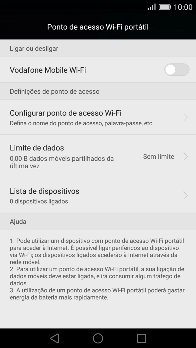 Prima Configurar ponto de acesso Wi-Fi.