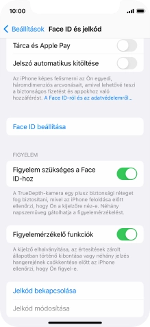 Válaszd a Jelkód bekapcsolása lehetőséget, és írj be kétszer egymás után egy tetszőleges képernyőzárkódot.