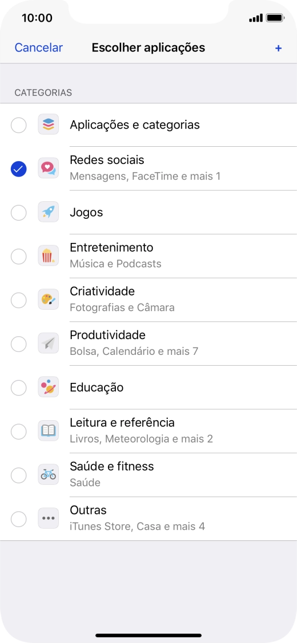 Prima o ícone para adicionar.