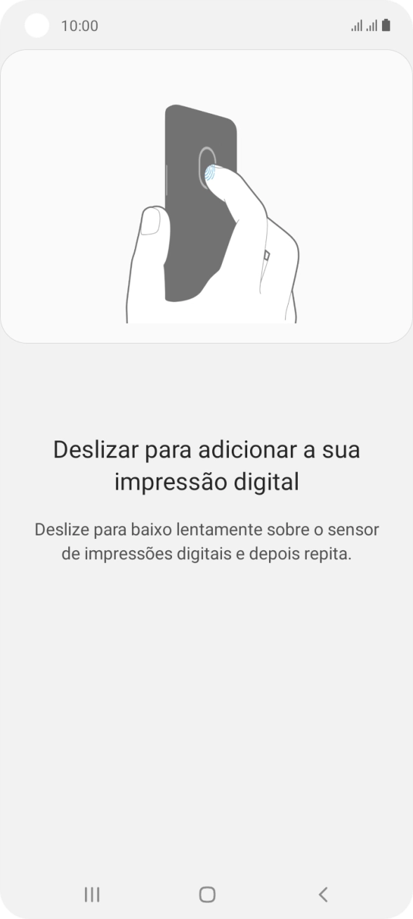 Siga as indicações no ecrã para definir a impressão digital como código de bloqueio.