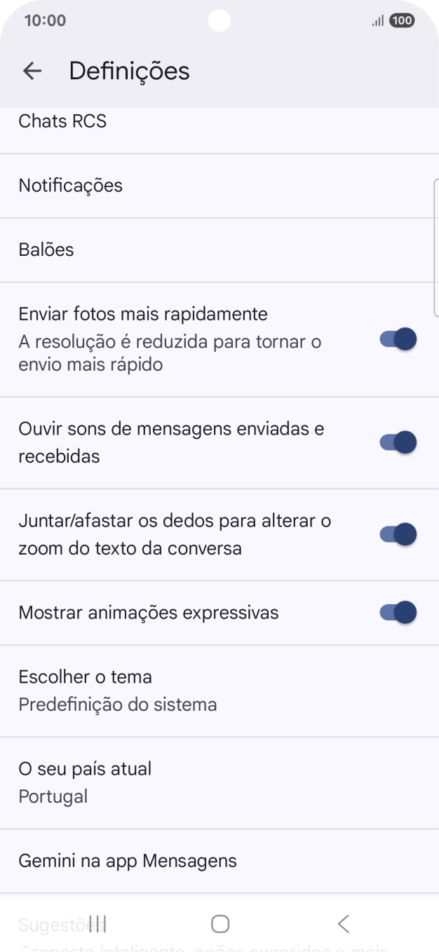 Prima Gemini na app Mensagens.