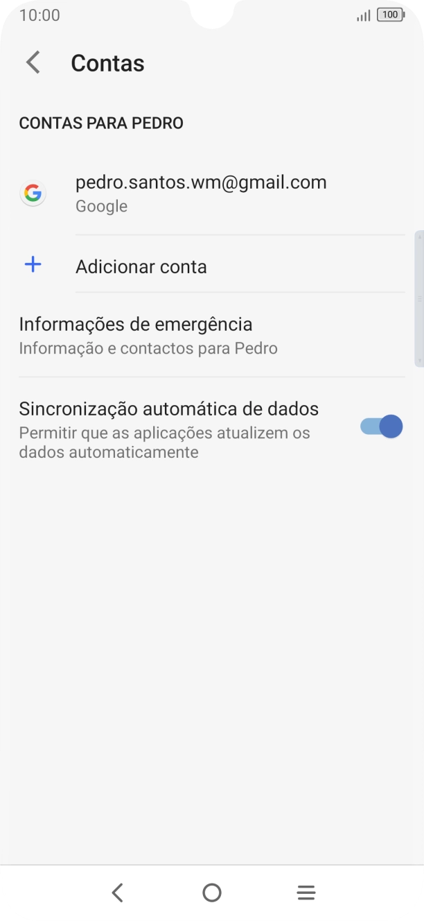 Prima Adicionar conta.